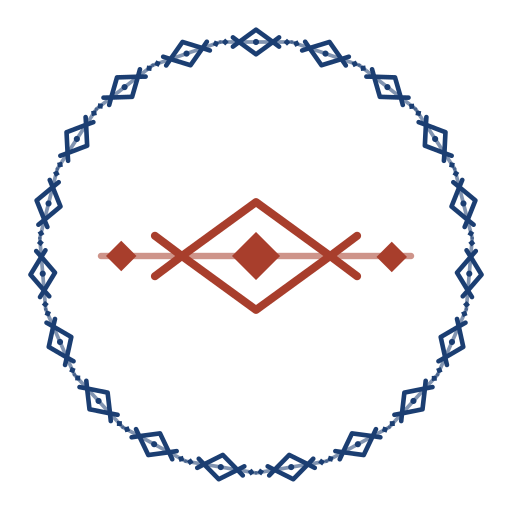 A cross-stitch medallion inside a ring of embroidery